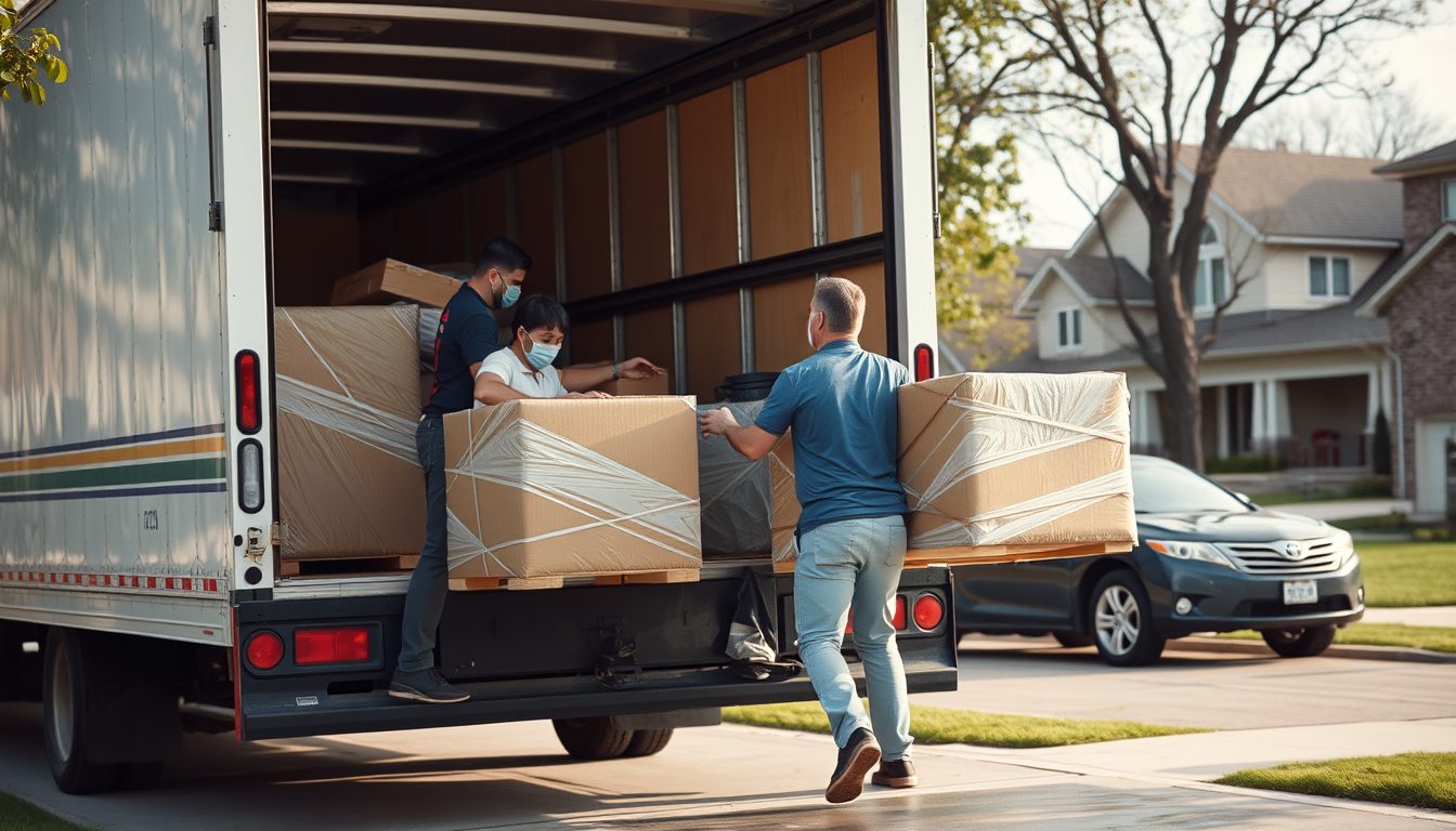 ATX-RELO - moving truck and wrapped furniture in Pflugerville