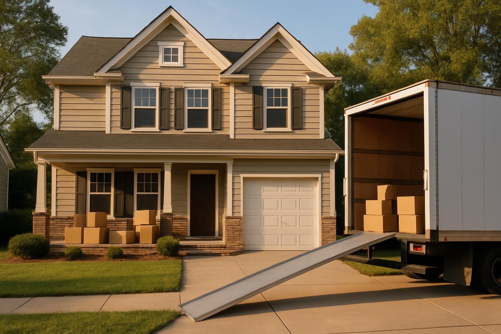 ATX-RELO - moving truck and wrapped furniture in Pflugerville
